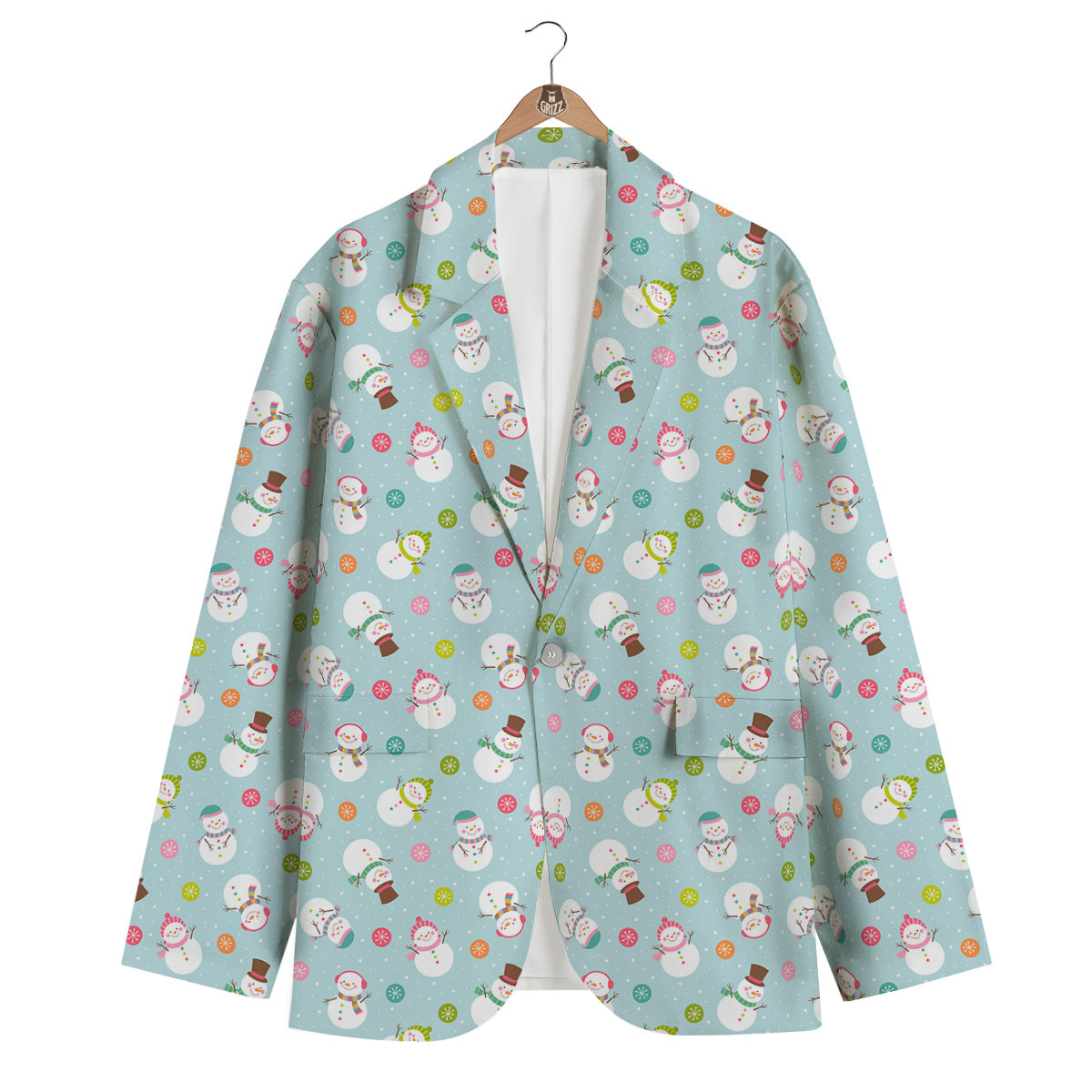 Snowman Cute Print Pattern Men's Blazer-grizzshop