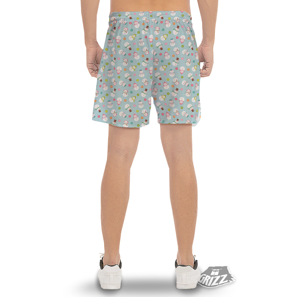 Snowman Cute Print Pattern Men's Gym Shorts-grizzshop