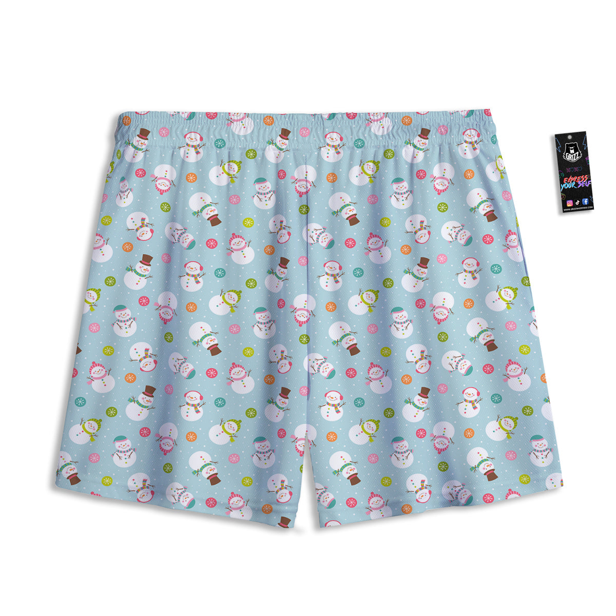 Snowman Cute Print Pattern Mesh Shorts