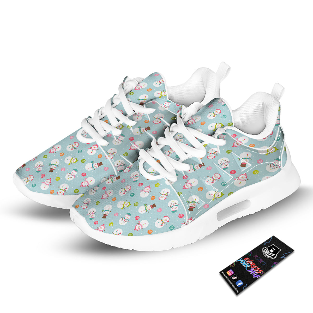 Snowman Cute Print Pattern Tennis Shoes-grizzshop