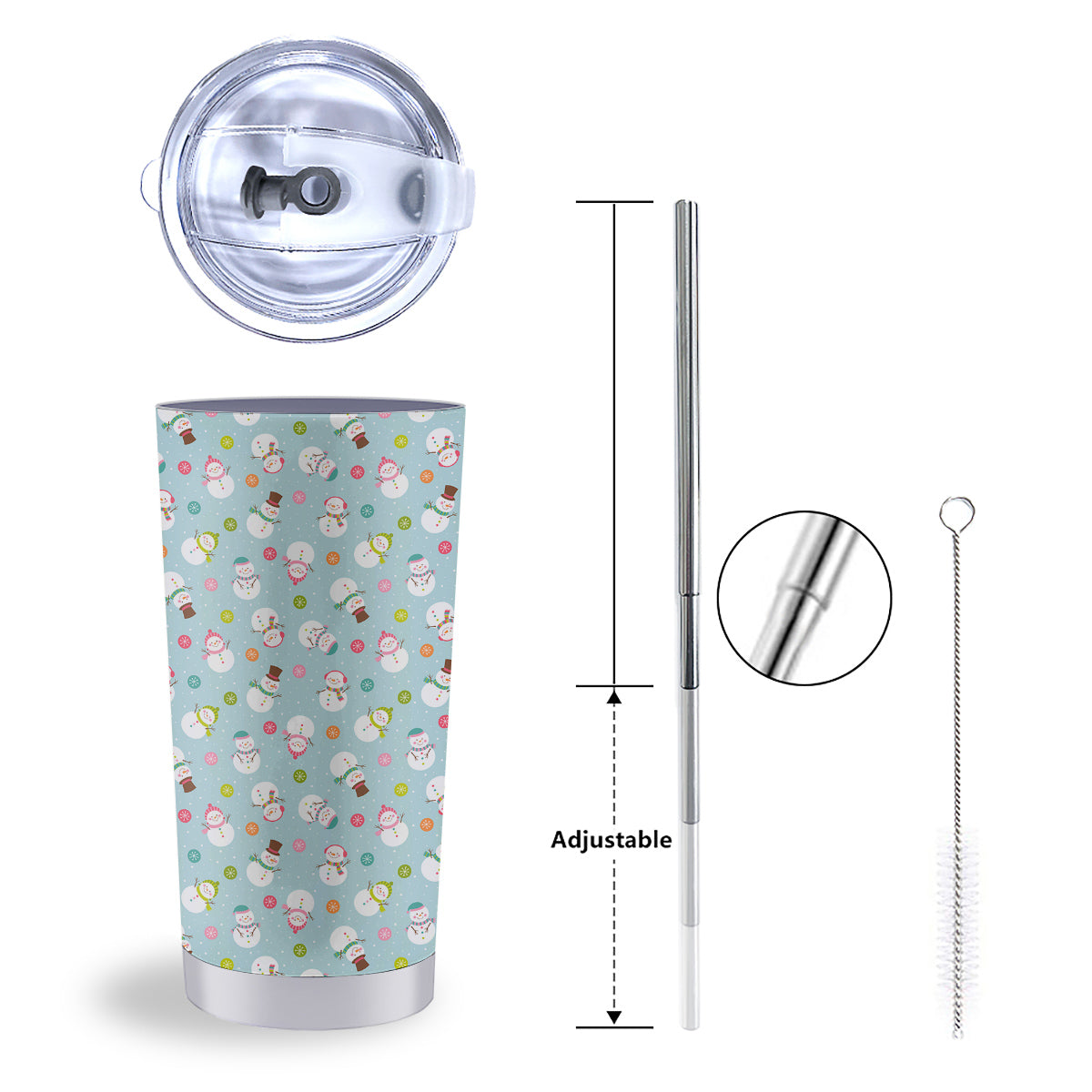 Snowman Cute Print Pattern Tumbler-grizzshop