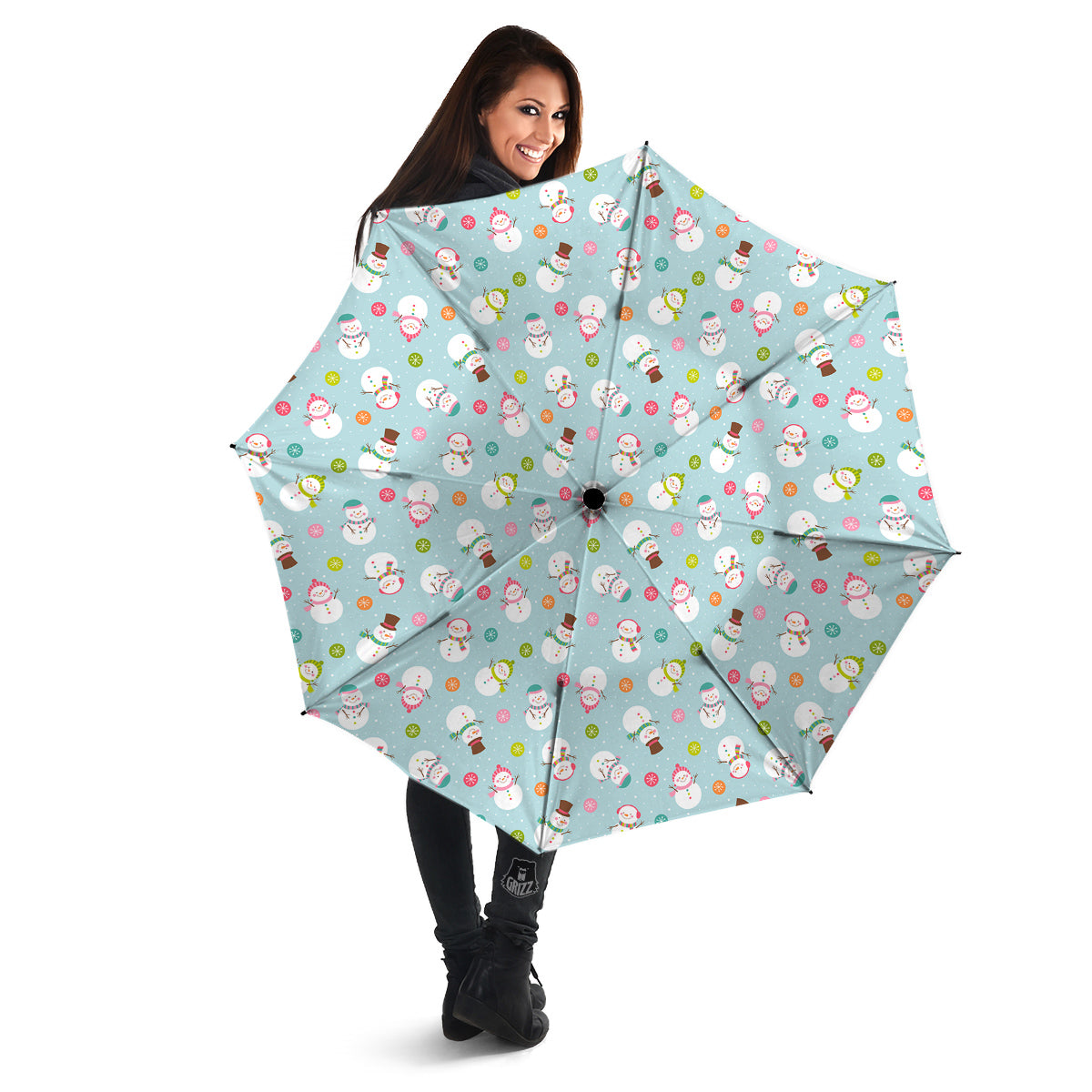 Snowman Cute Print Pattern Umbrella-grizzshop