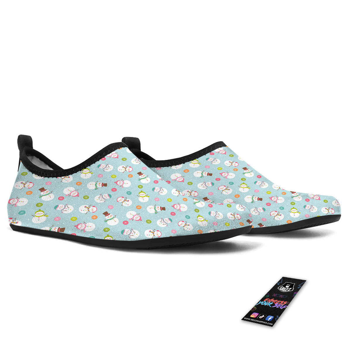 Snowman Cute Print Pattern Water Shoes-grizzshop