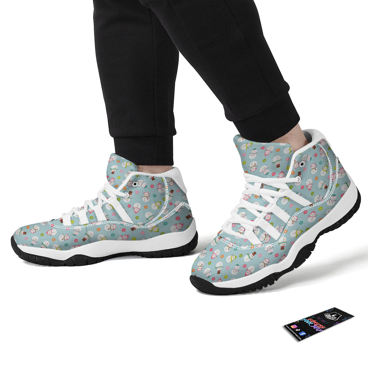 Snowman Cute Print Pattern White Bball Shoes-grizzshop
