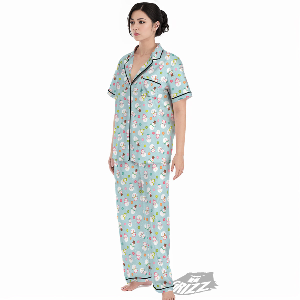 Snowman Cute Print Pattern Women's Pajamas Set-grizzshop