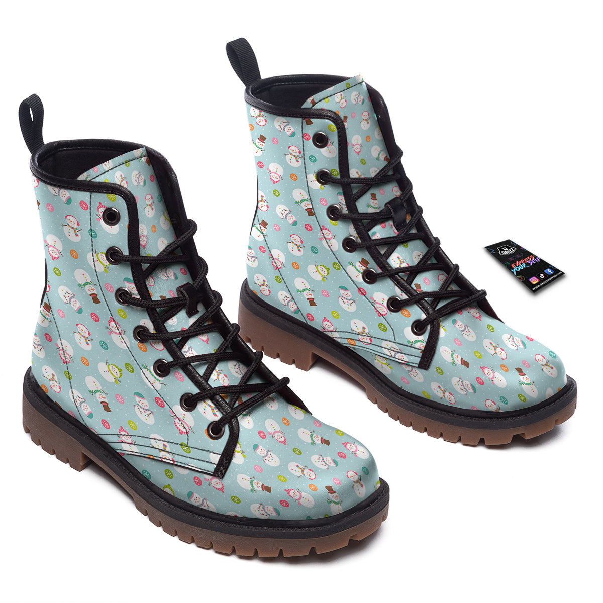 Snowman Cute Print Pattern Work Boots-grizzshop