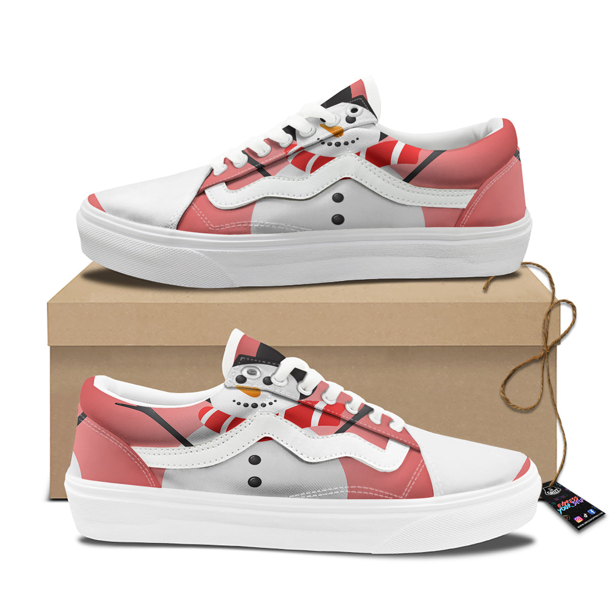 Snowman Cute Print Skate Shoes-grizzshop