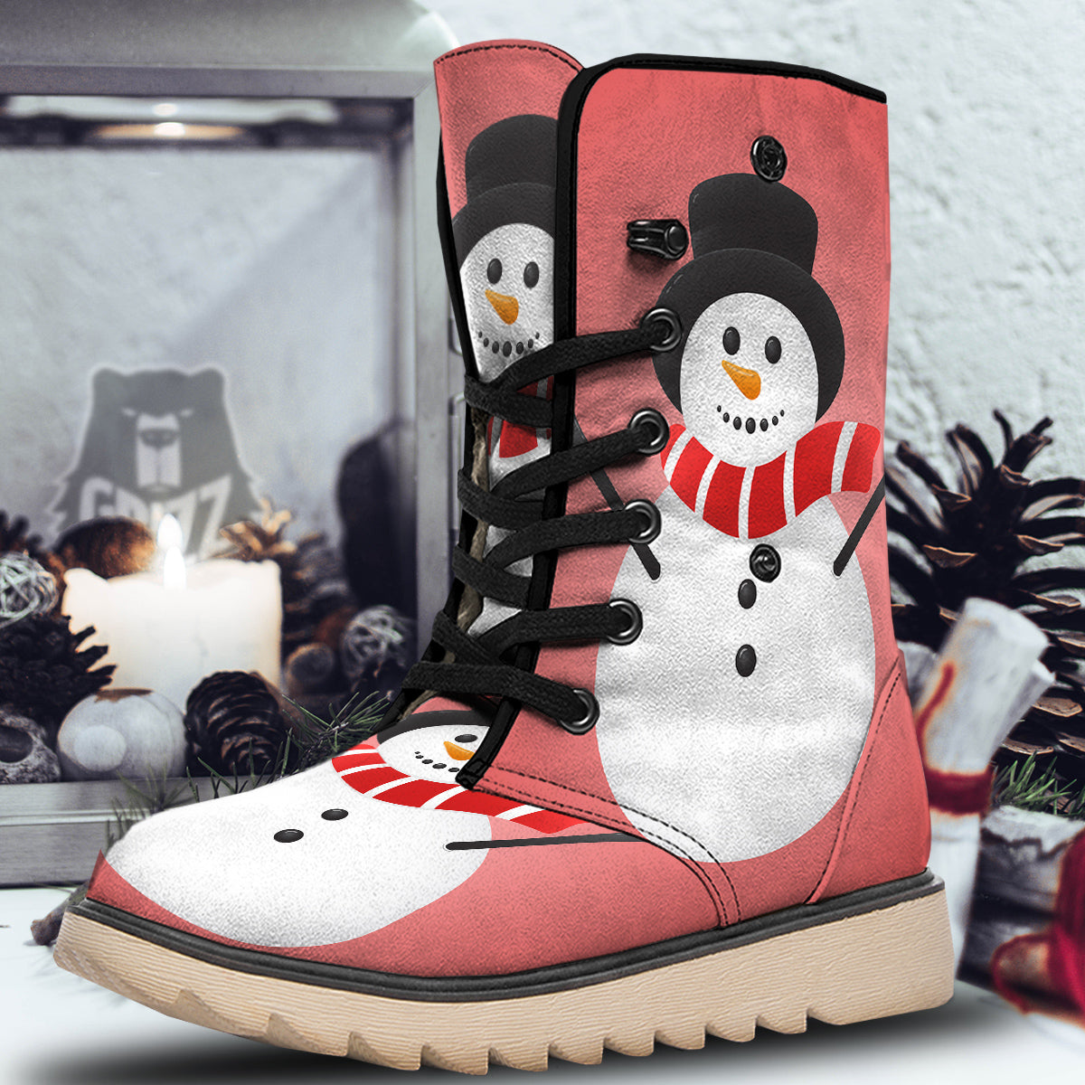 Snowman Cute Print Snow Boots-grizzshop