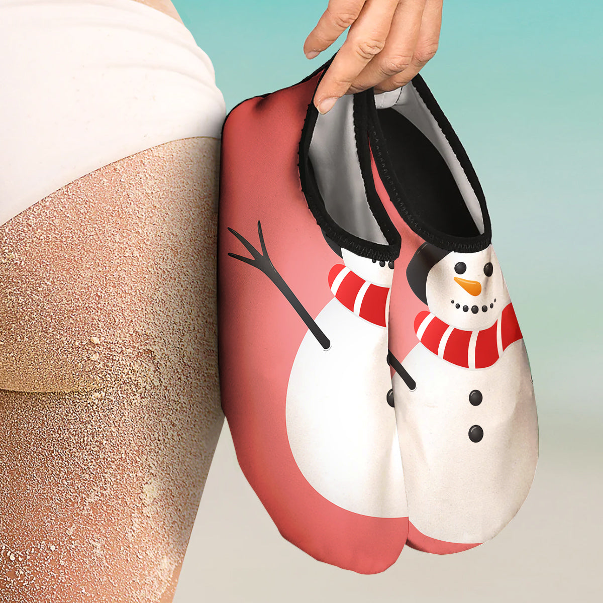 Snowman Cute Print Water Shoes-grizzshop