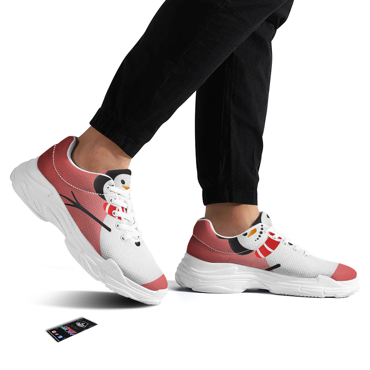 Snowman Cute Print White Chunky Shoes-grizzshop
