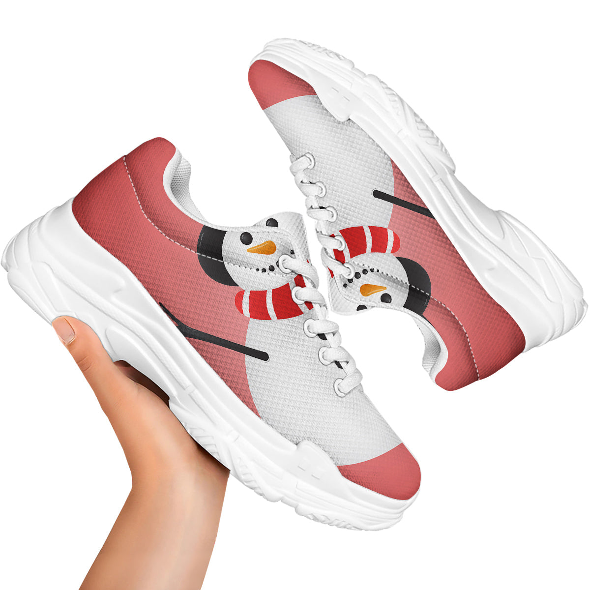 Snowman Cute Print White Chunky Shoes-grizzshop