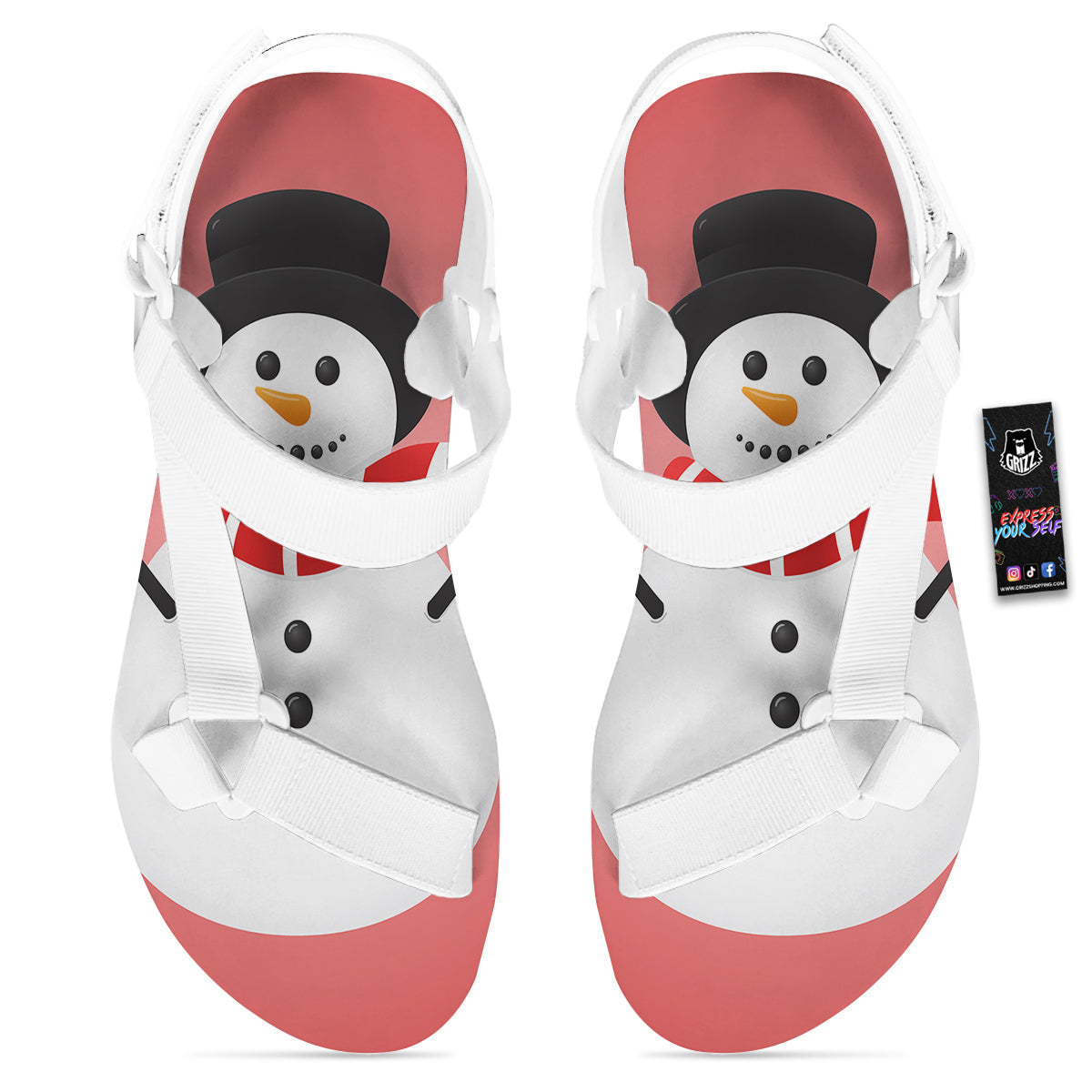 Snowman Cute Print White Open Toe Sandals-grizzshop