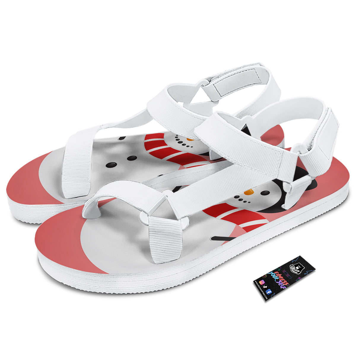Snowman Cute Print White Open Toe Sandals-grizzshop