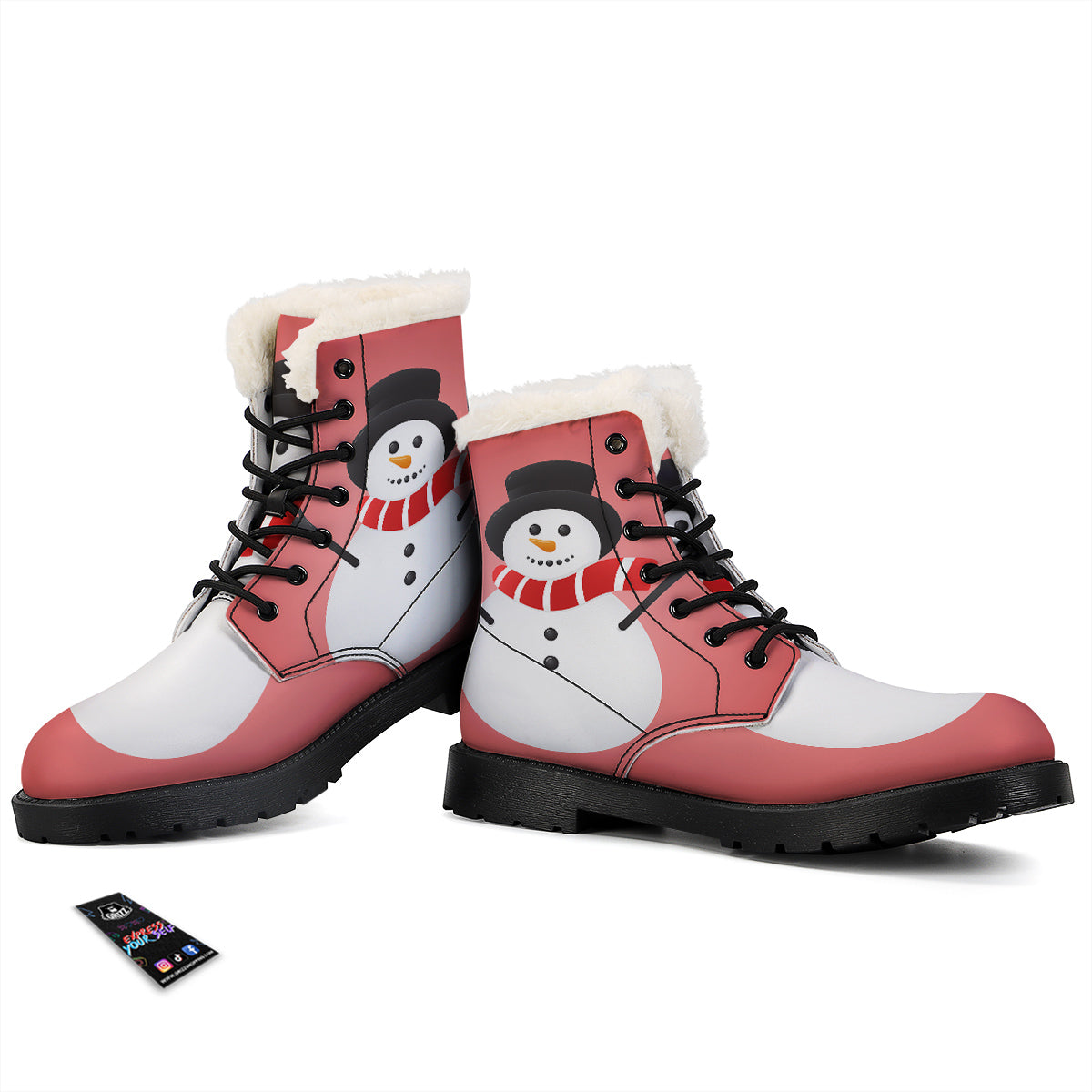 Snowman Cute Print Winter Boots-grizzshop