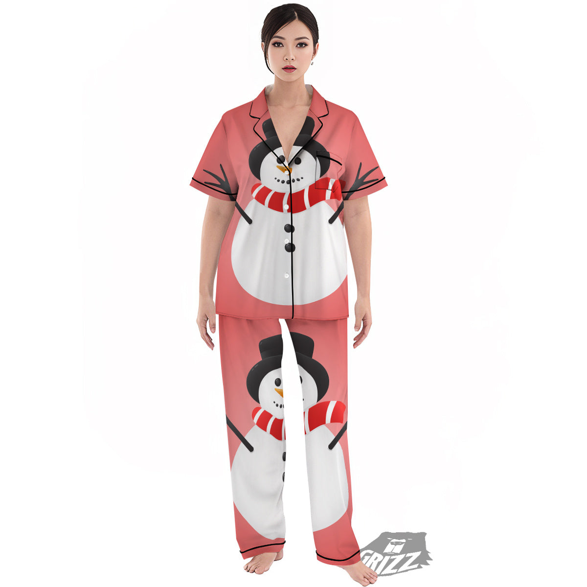 Snowman Cute Print Women's Pajamas Set-grizzshop