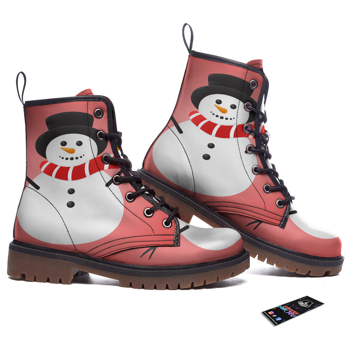 Snowman Cute Print Work Boots-grizzshop