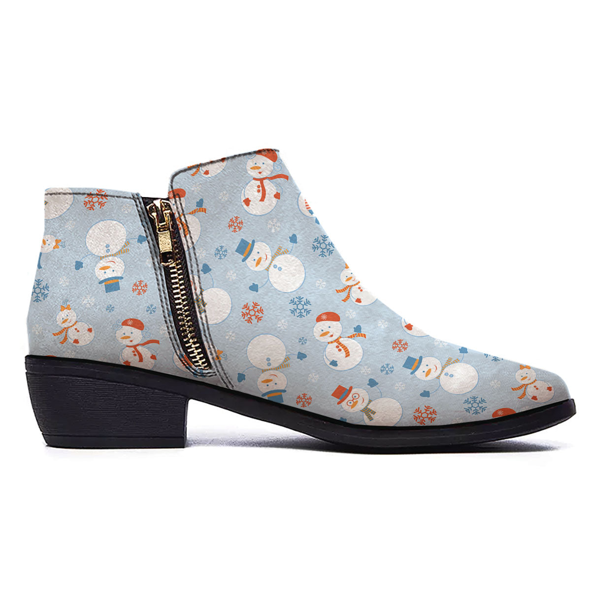 Snowman Holiday Print Pattern Ankle Boots-grizzshop