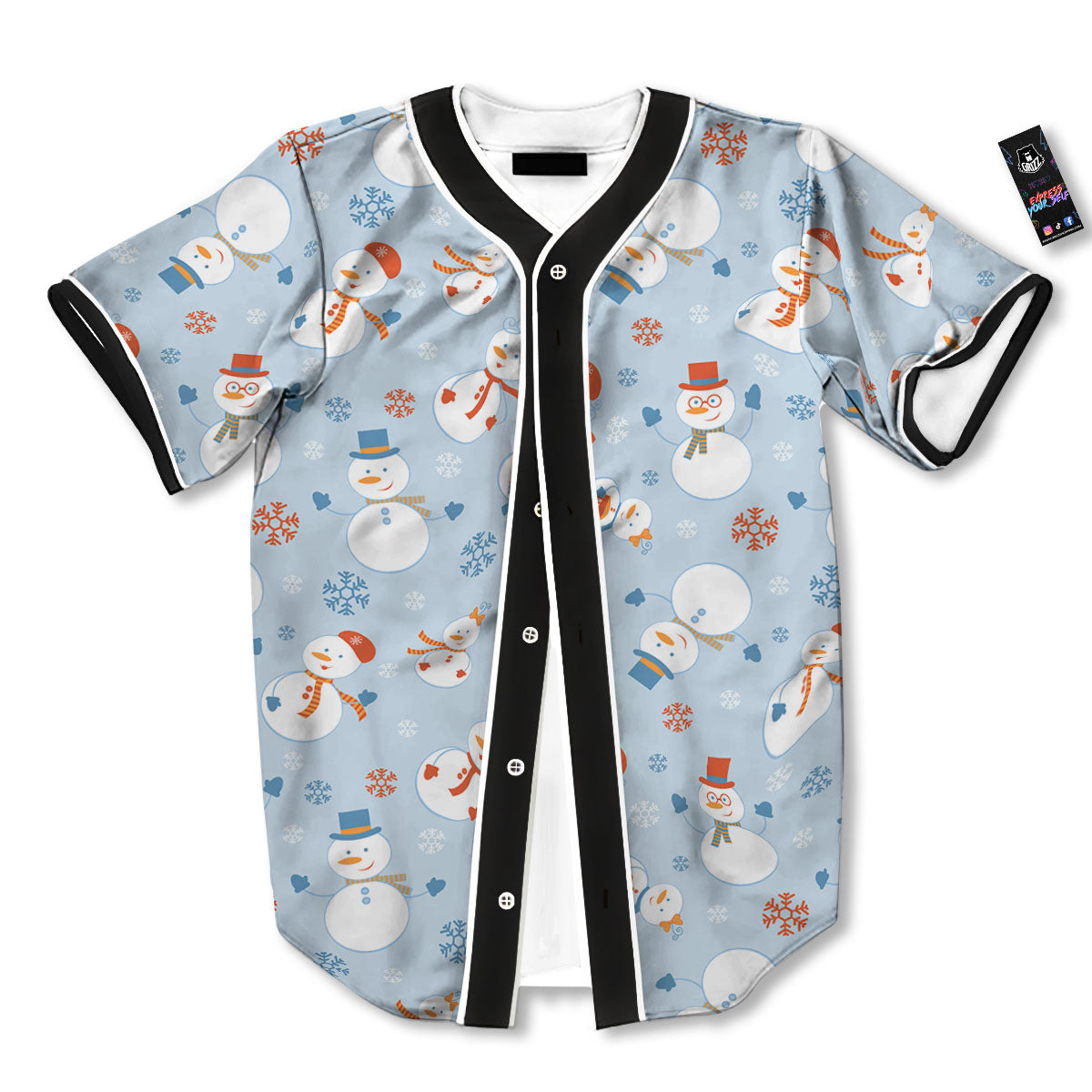 Snowman Holiday Print Pattern Baseball Jersey-grizzshop