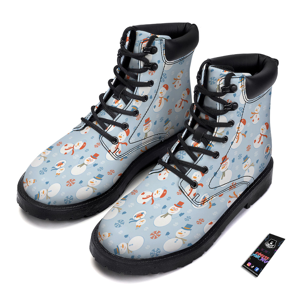 Snowman Holiday Print Pattern Boots-grizzshop