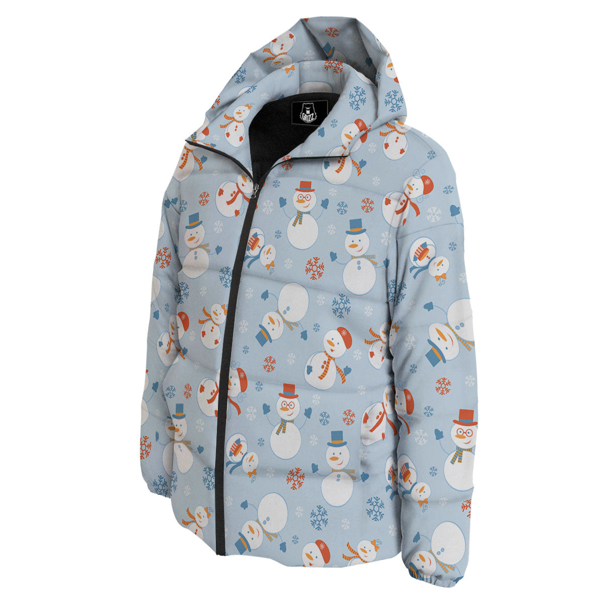 Snowman Holiday Print Pattern Down Jacket-grizzshop
