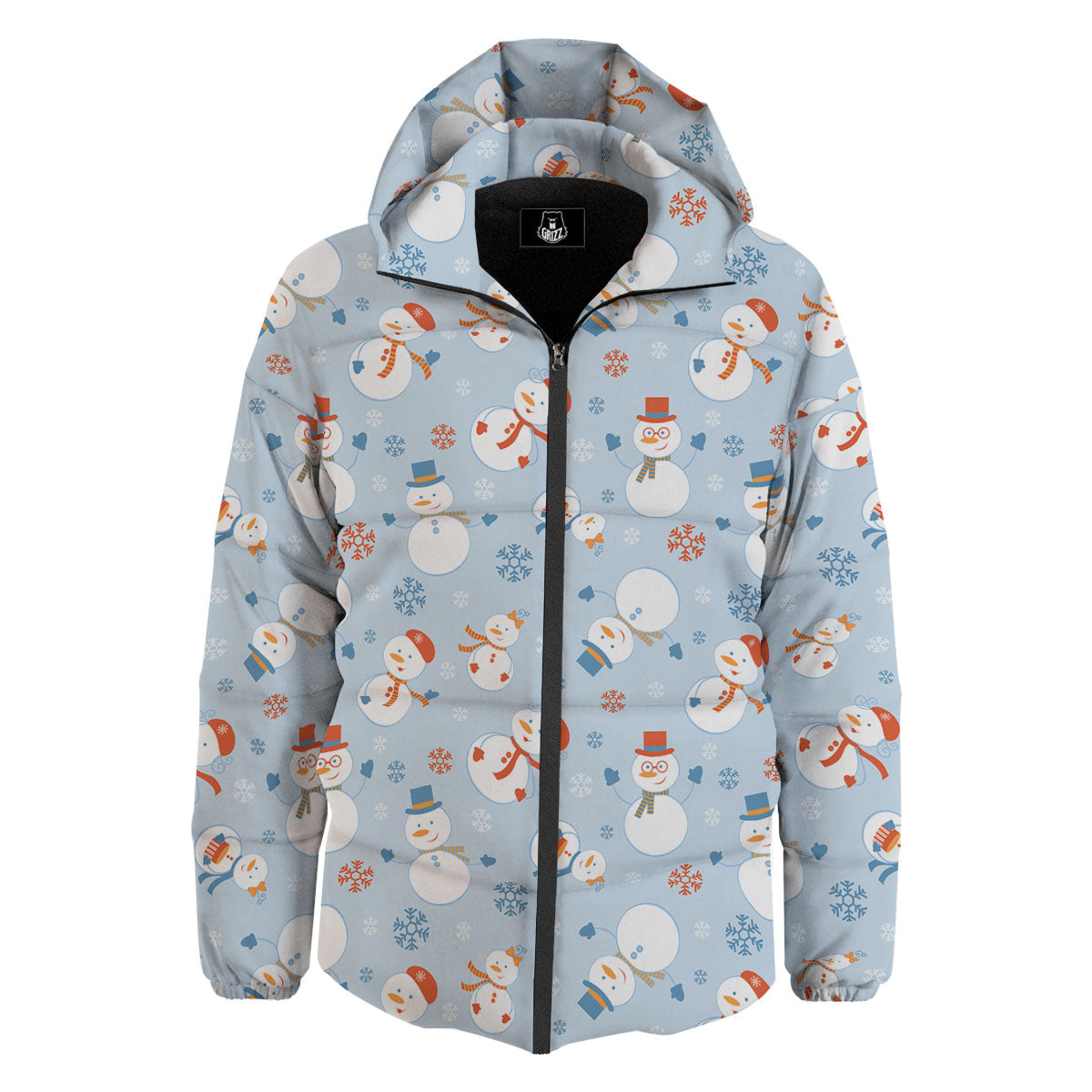 Snowman Holiday Print Pattern Down Jacket-grizzshop