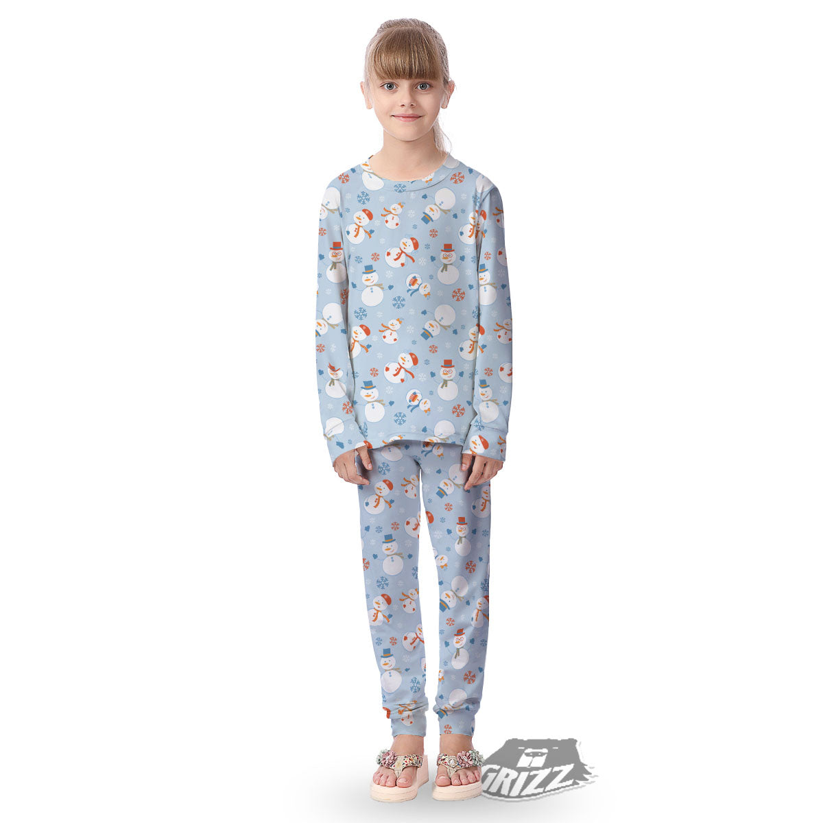 Snowman Holiday Print Pattern Kid's Pajamas-grizzshop