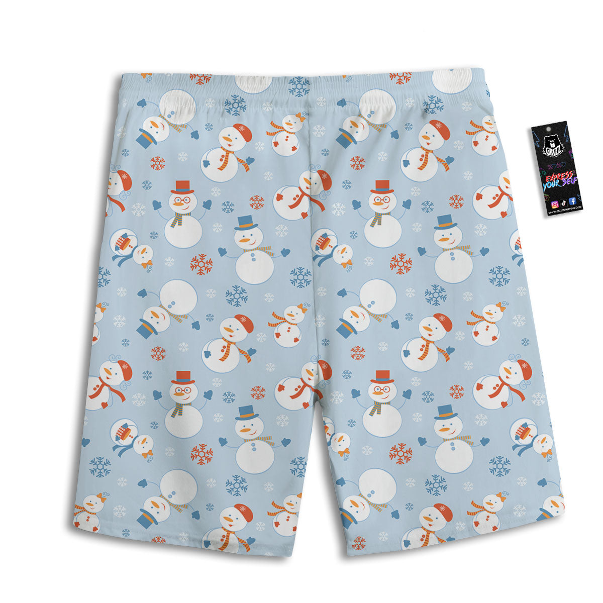 Snowman Holiday Print Pattern Men's Athletic Shorts