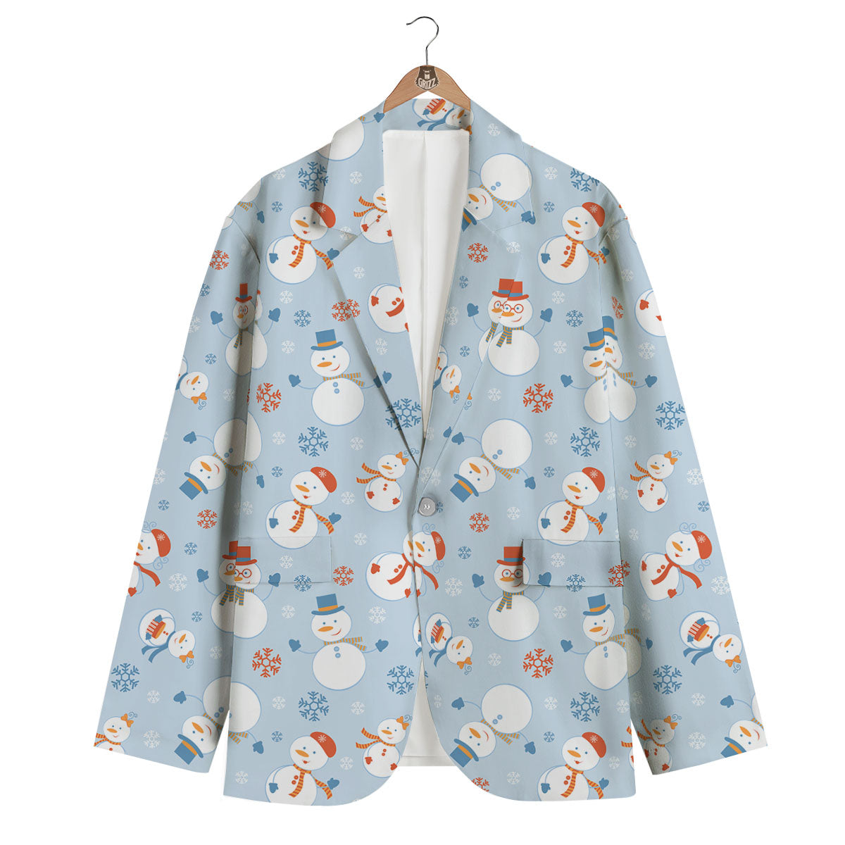 Snowman Holiday Print Pattern Men's Blazer-grizzshop
