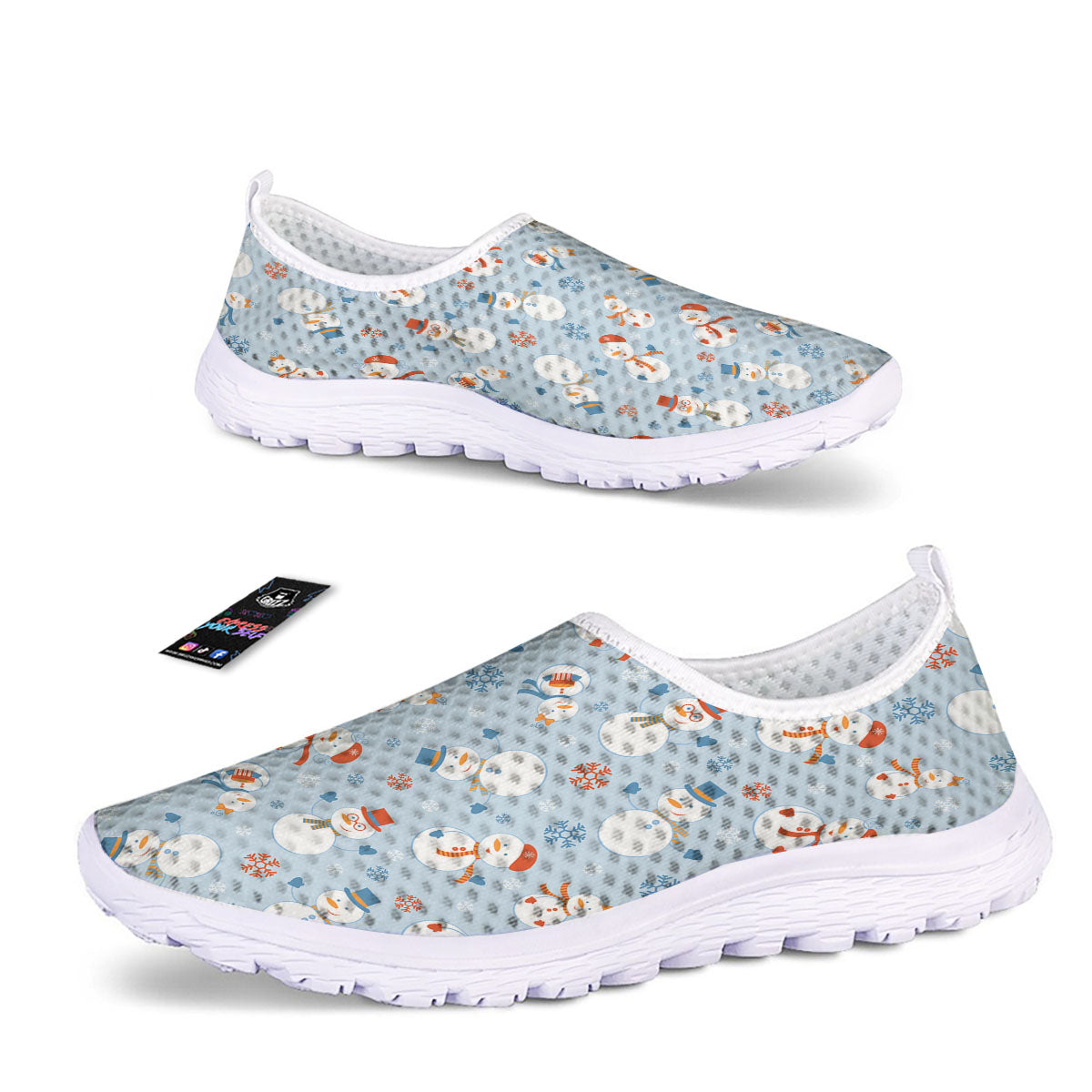 Snowman Holiday Print Pattern Nurse Shoes-grizzshop