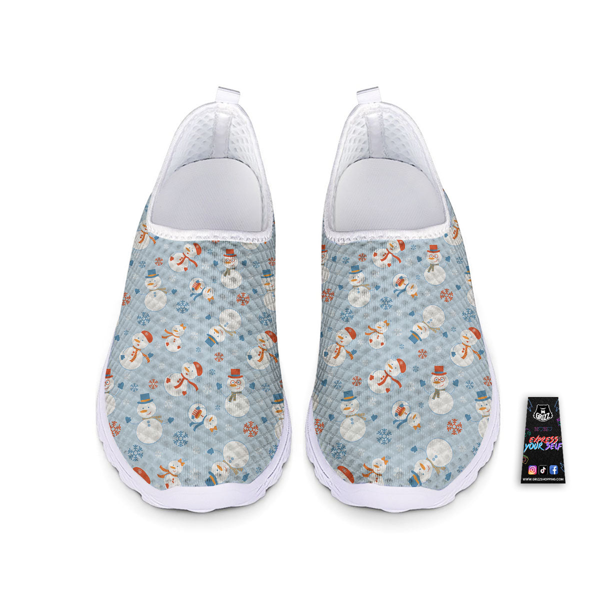 Snowman Holiday Print Pattern Nurse Shoes-grizzshop