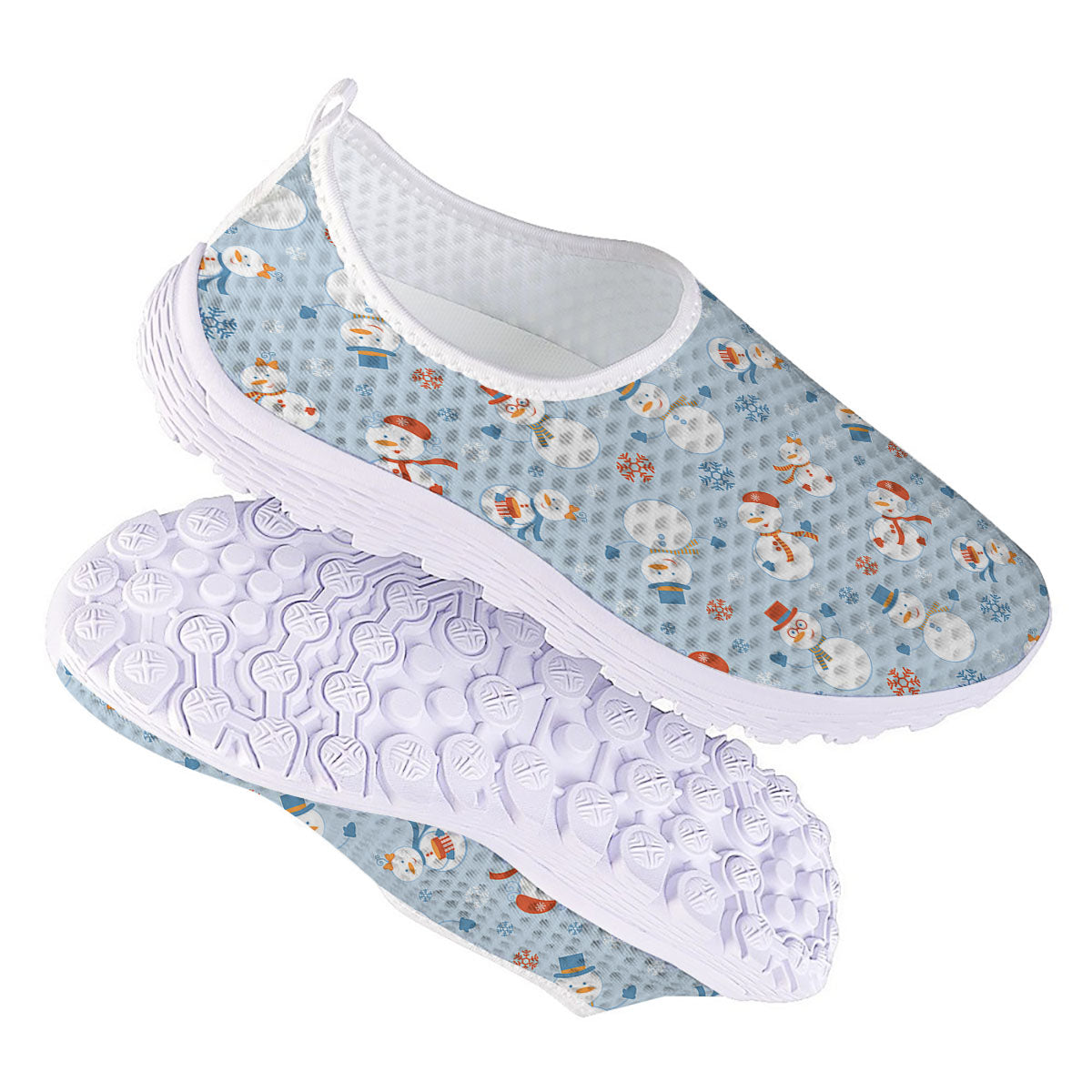 Snowman Holiday Print Pattern Nurse Shoes-grizzshop