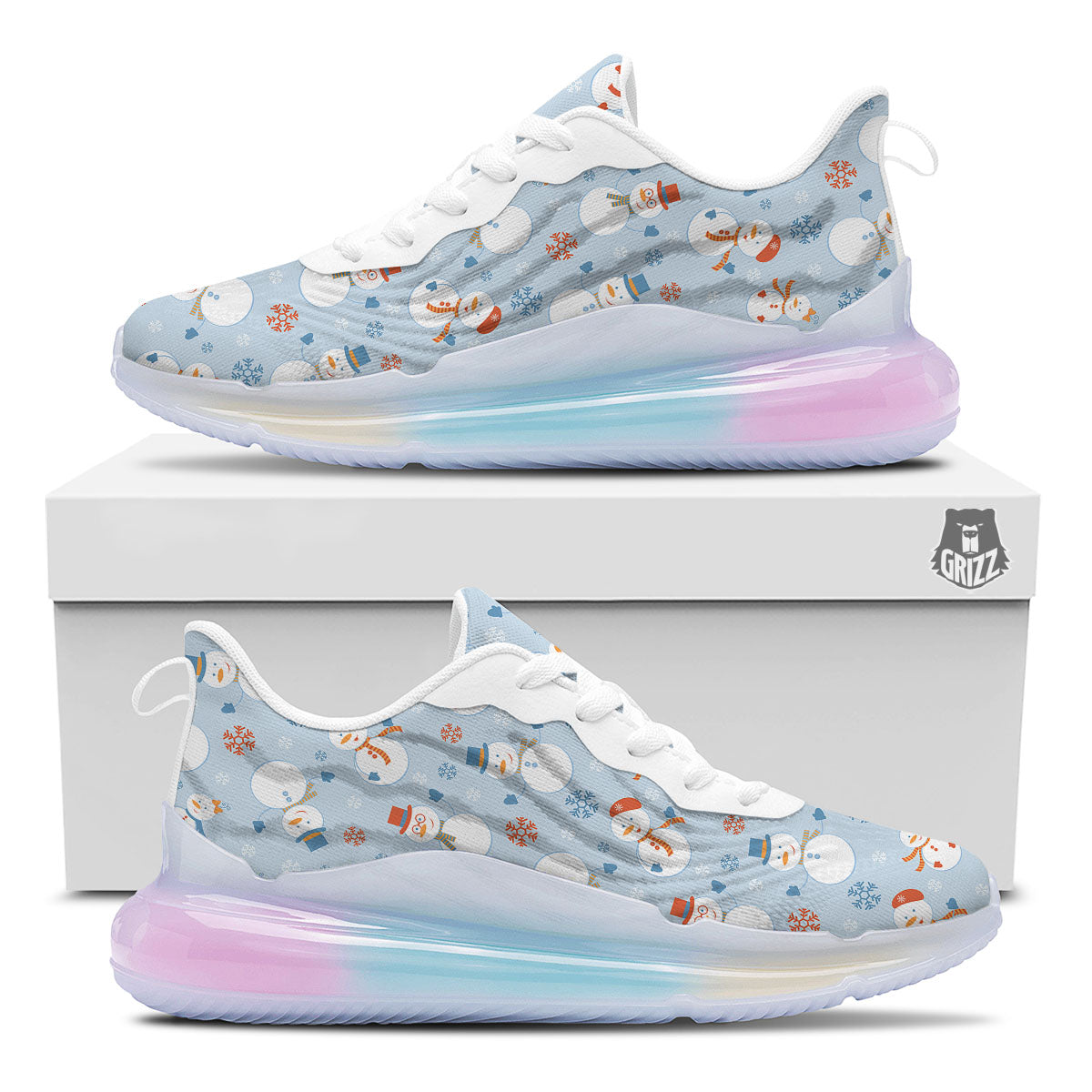 Snowman Holiday Print Pattern Running Sneakers-grizzshop