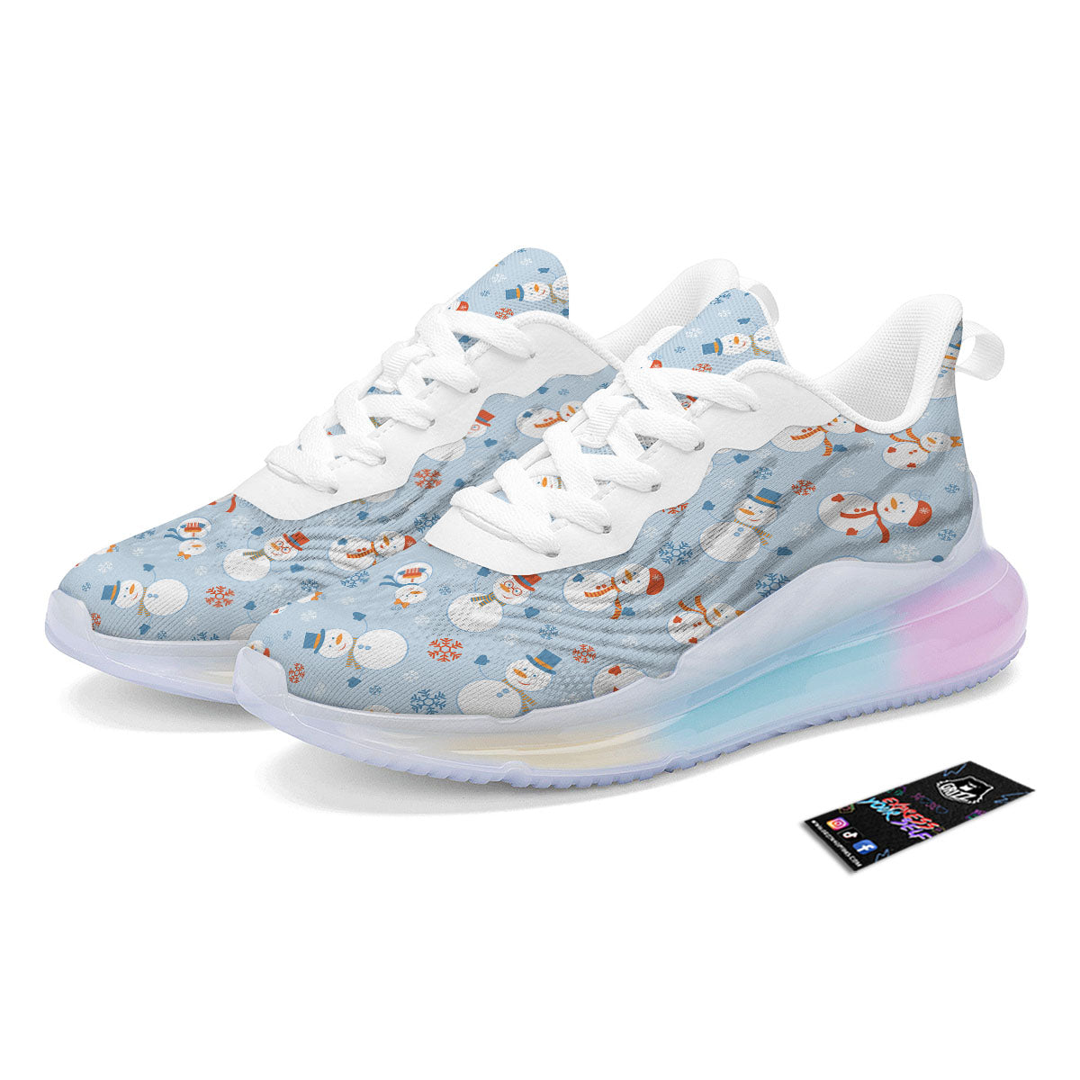 Snowman Holiday Print Pattern Running Sneakers-grizzshop