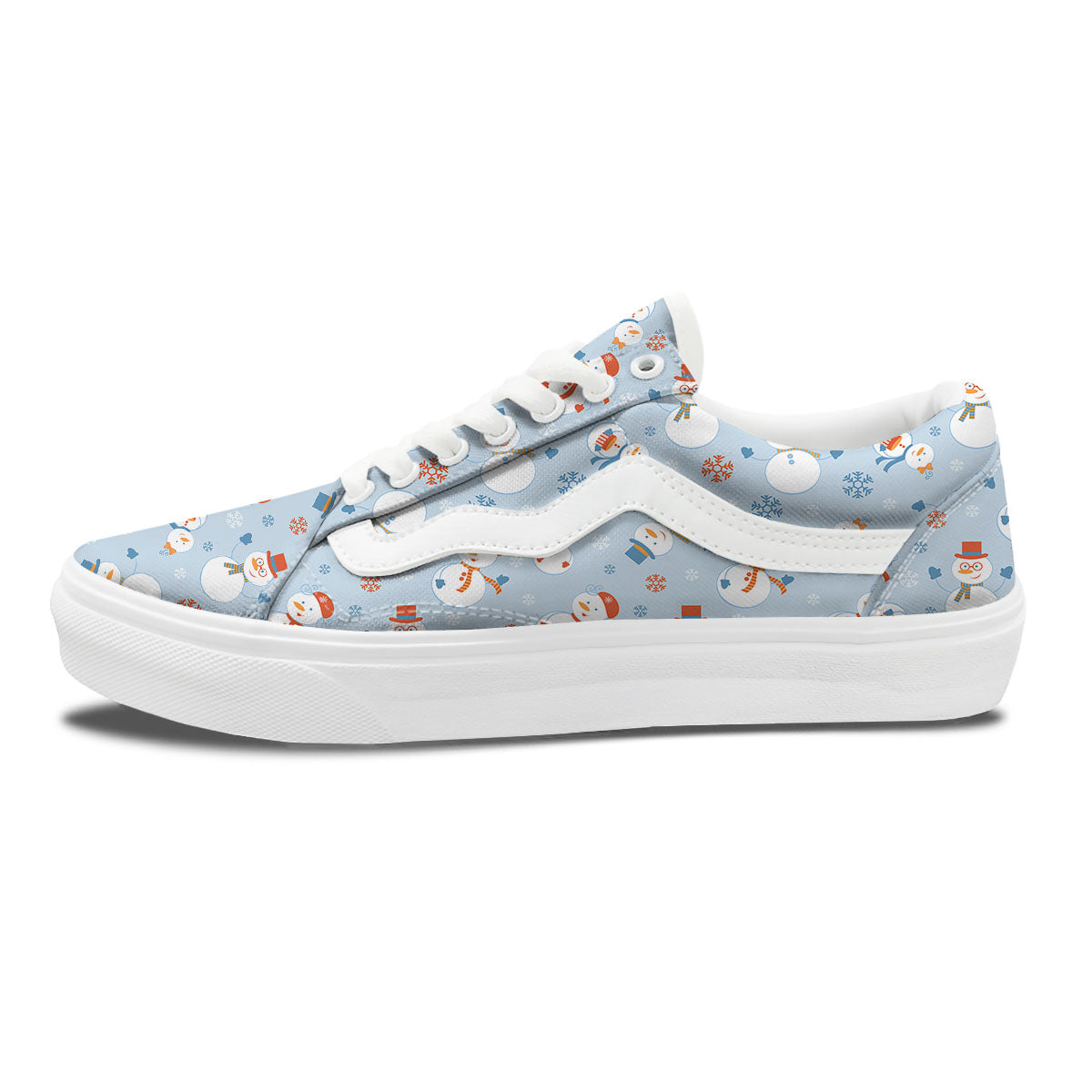 Snowman Holiday Print Pattern Skate Shoes-grizzshop