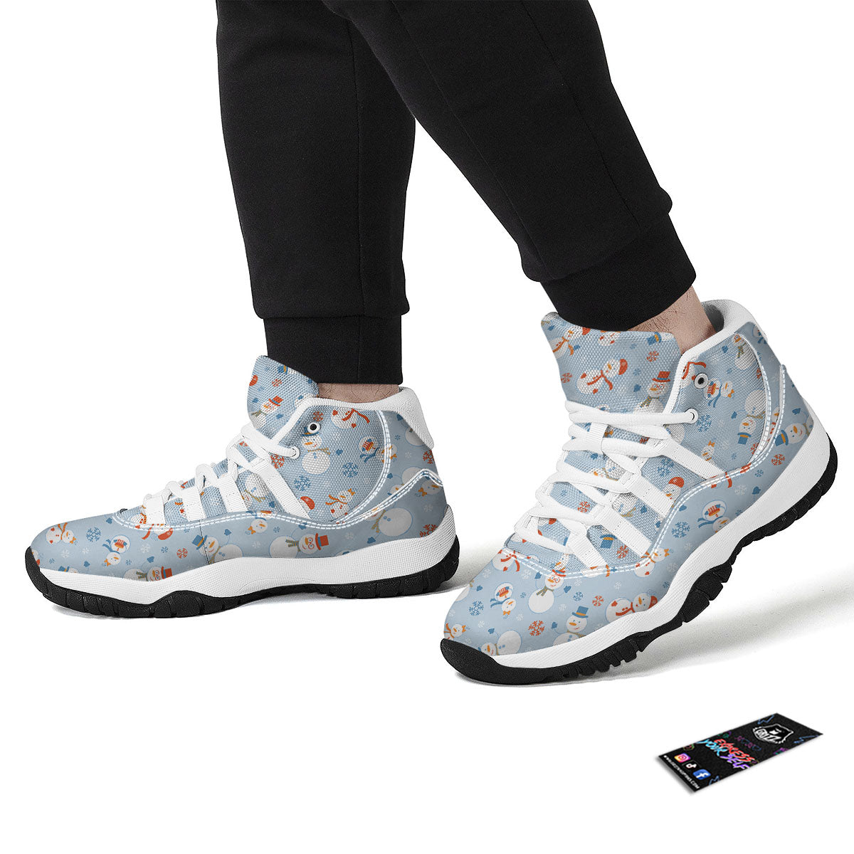 Snowman Holiday Print Pattern White Bball Shoes-grizzshop
