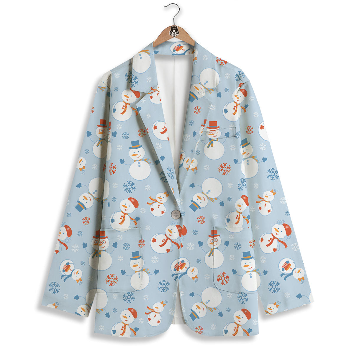 Snowman Holiday Print Pattern Women's Blazer-grizzshop