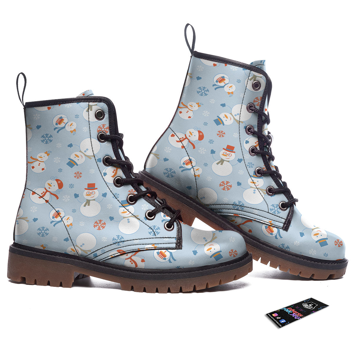 Snowman Holiday Print Pattern Work Boots-grizzshop