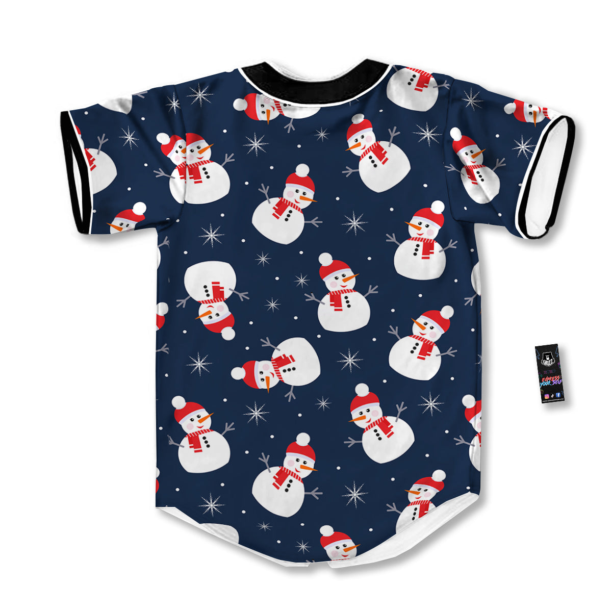 Snowman Print Pattern Baseball Jersey-grizzshop
