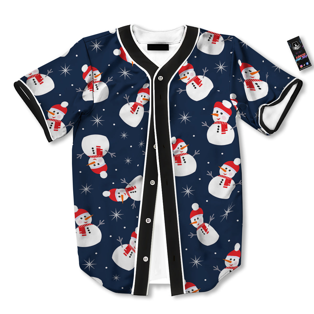 Snowman Print Pattern Baseball Jersey-grizzshop