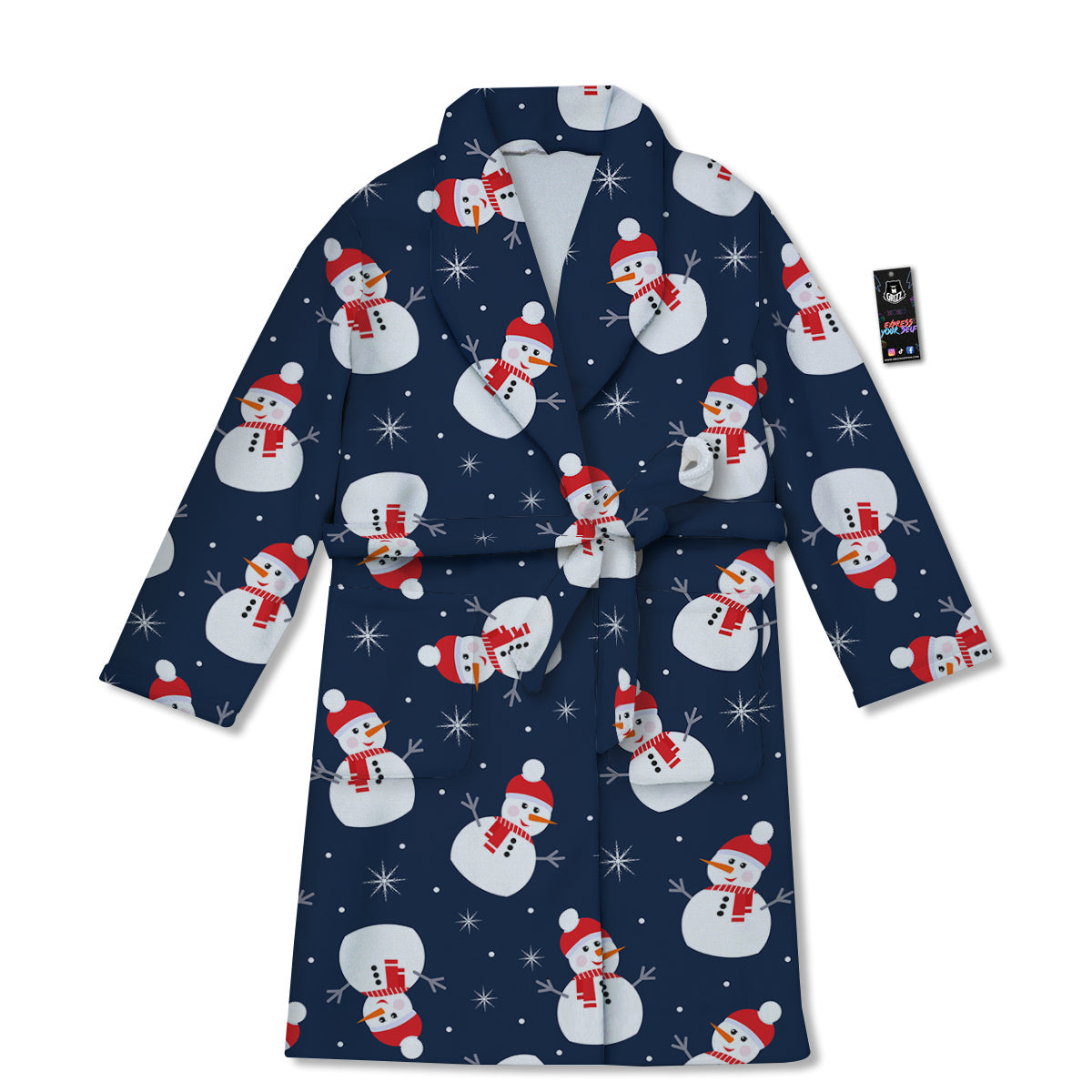 Snowman Print Pattern Bathrobe-grizzshop