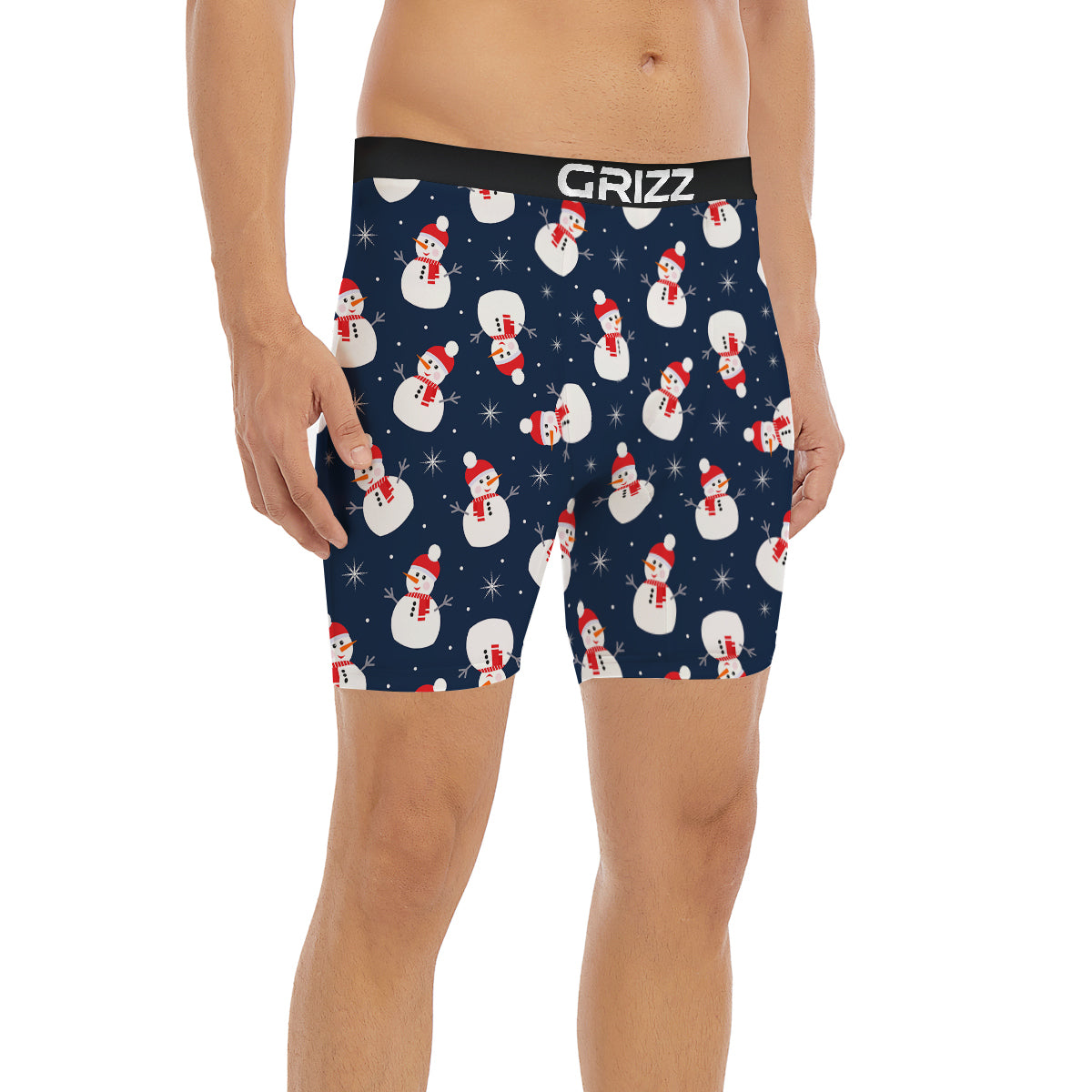 Snowman Print Pattern Boxer Briefs-grizzshop