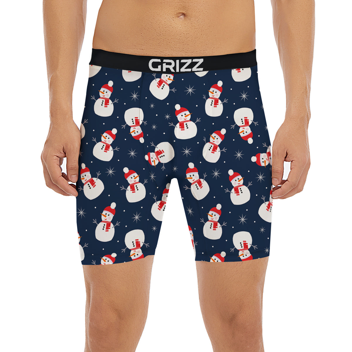 Snowman Print Pattern Boxer Briefs-grizzshop