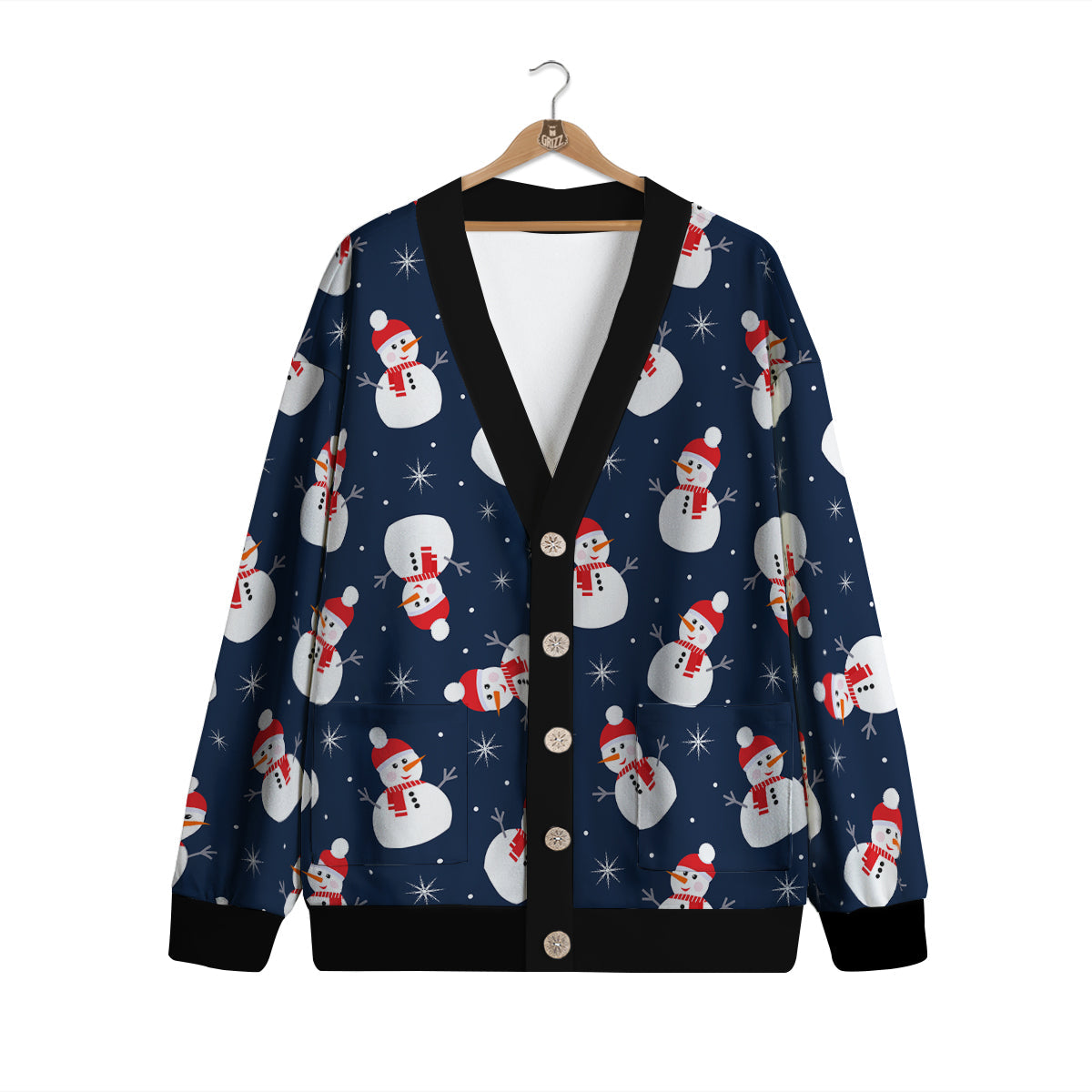 Snowman Print Pattern Cardigan-grizzshop