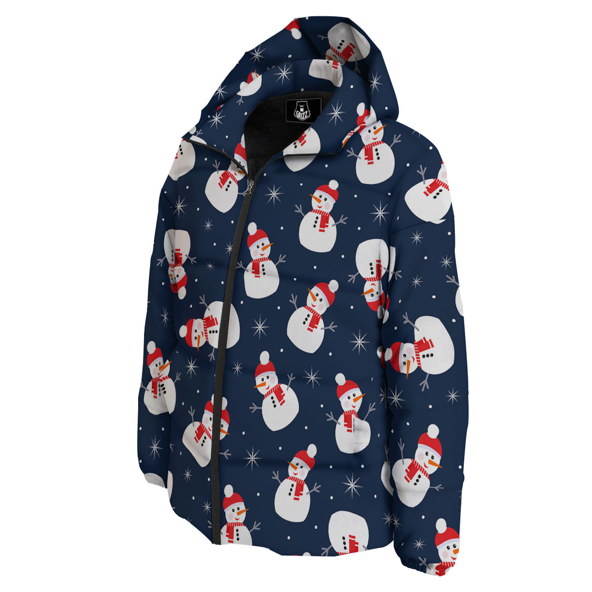 Snowman Print Pattern Down Jacket-grizzshop