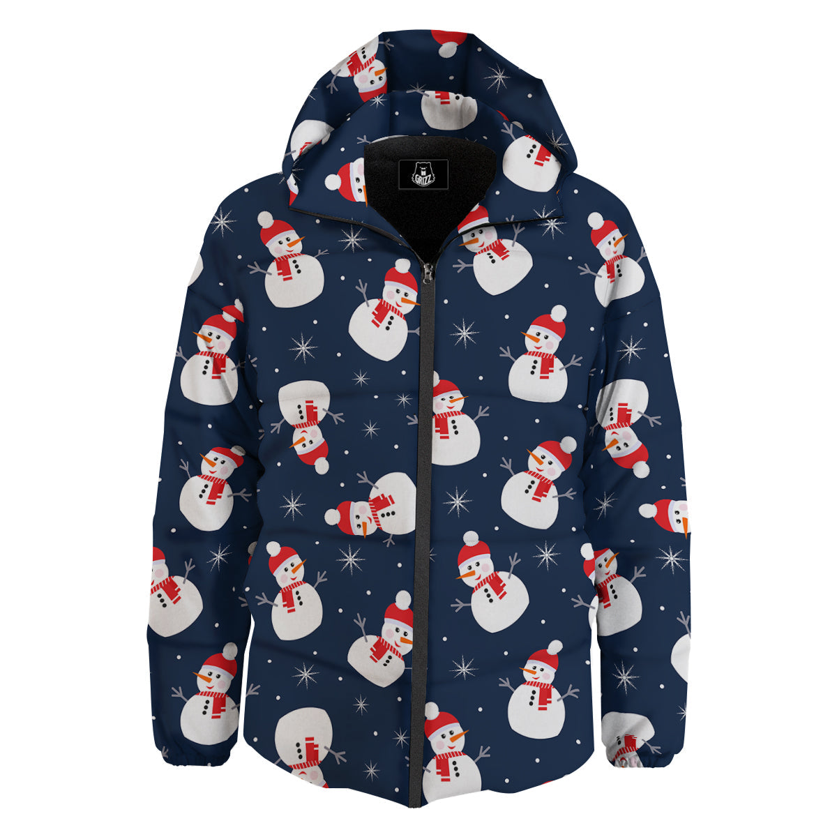 Snowman Print Pattern Down Jacket-grizzshop