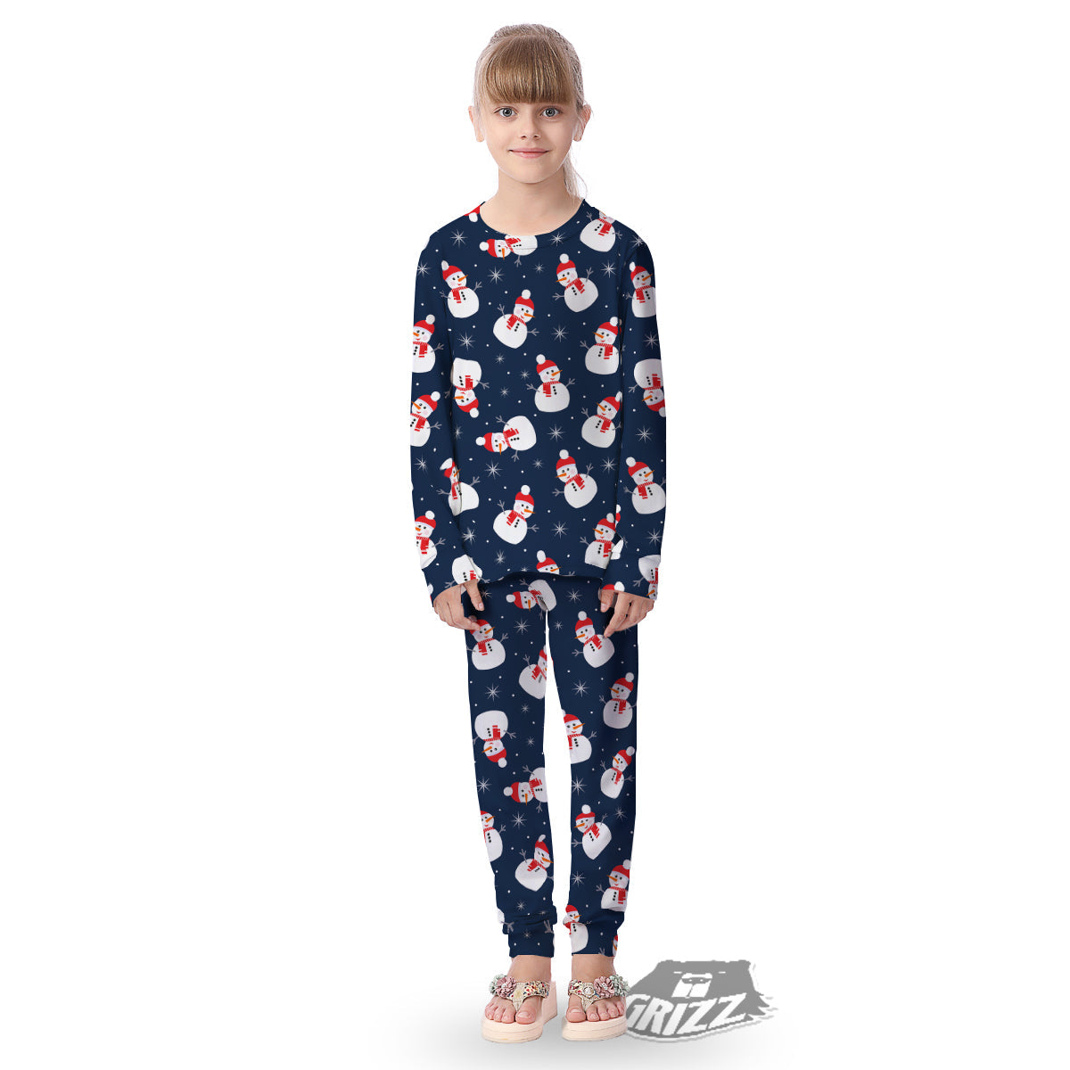 Snowman Print Pattern Kid's Pajamas-grizzshop