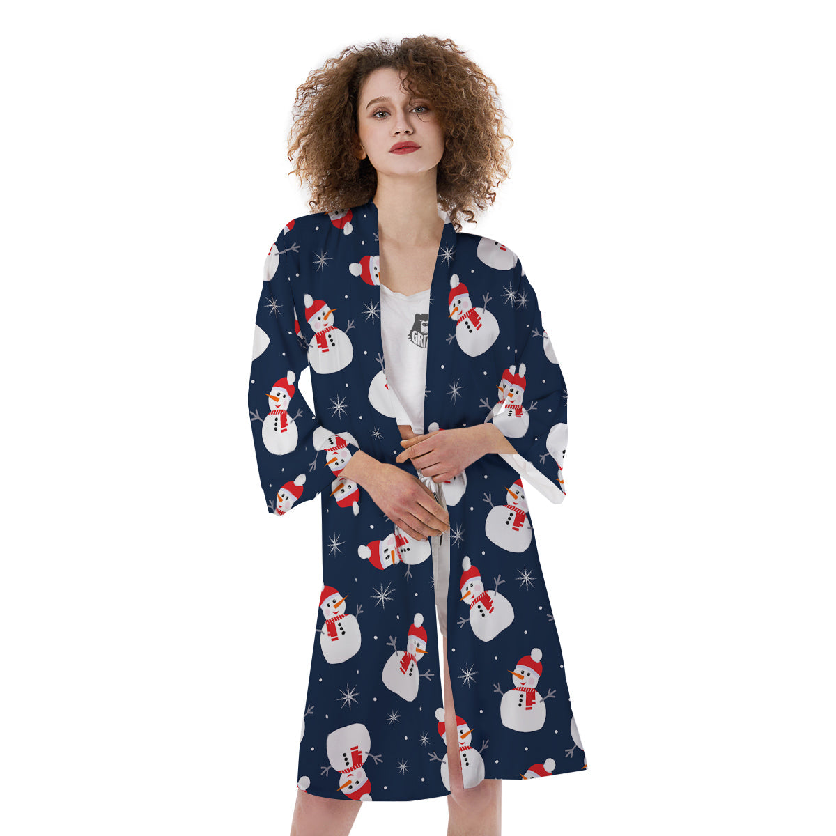 Snowman Print Pattern Kimono-grizzshop