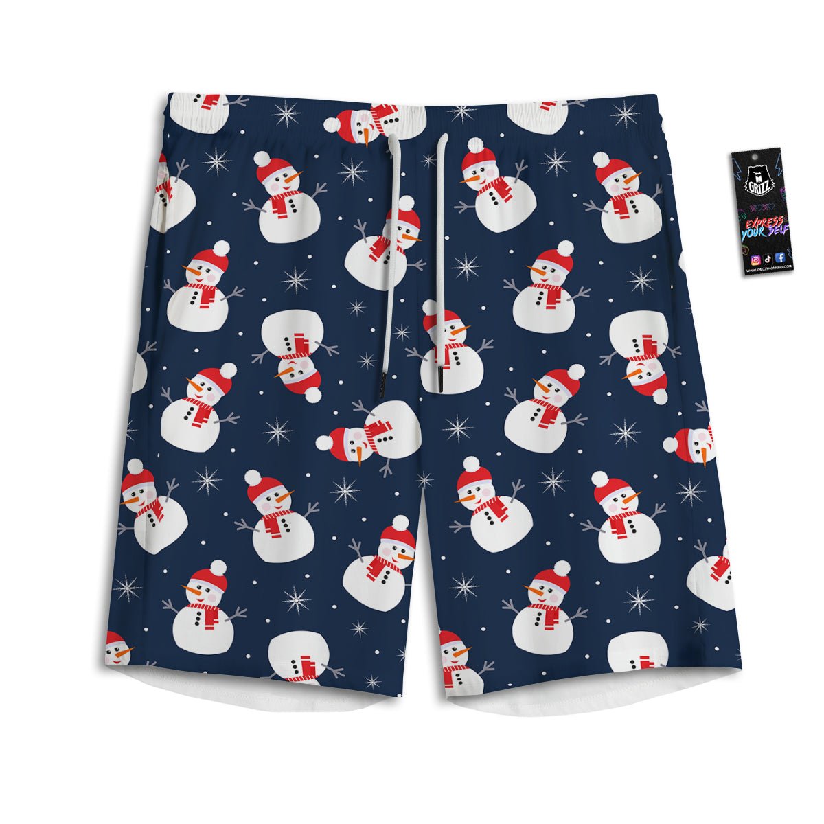 Snowman Print Pattern Men's Athletic Shorts