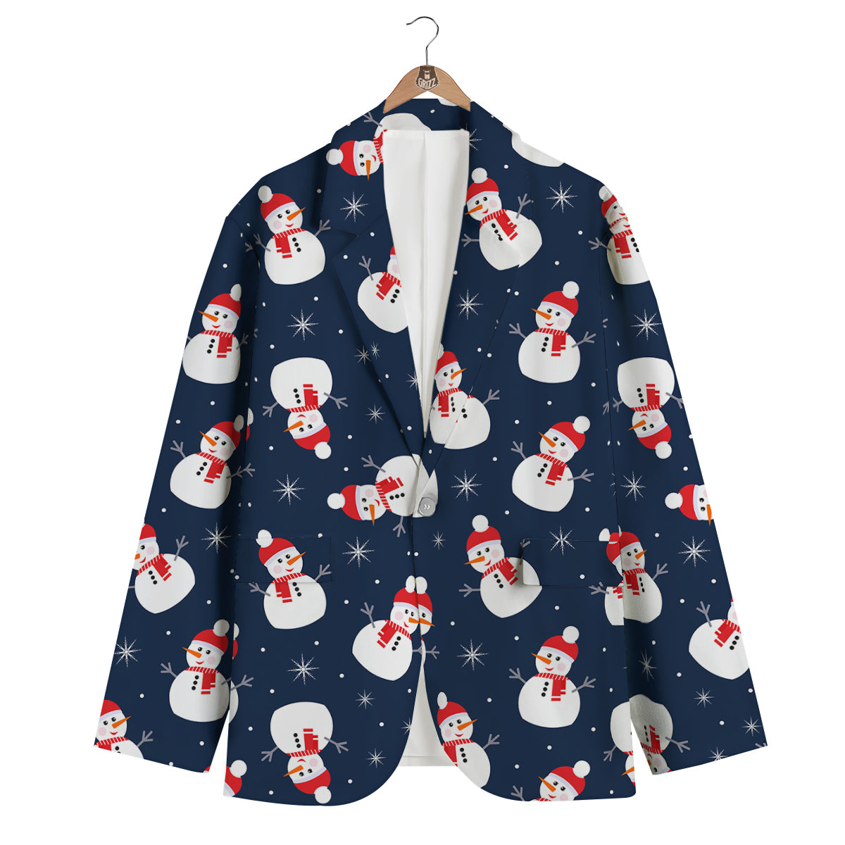 Snowman Print Pattern Men's Blazer-grizzshop