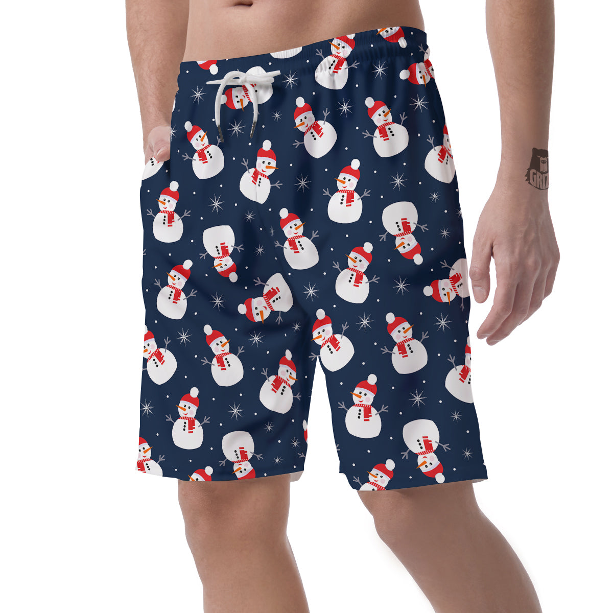 Snowman Print Pattern Men's Shorts-grizzshop